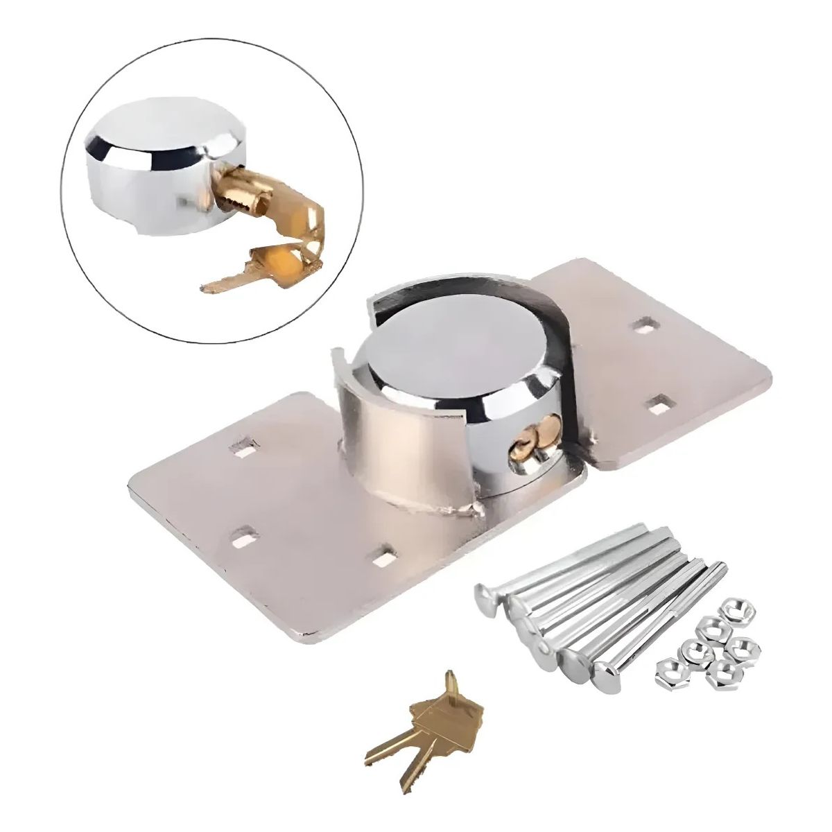 GENERICO - Chapa Cerraduras De Seguridad Para Camion Bodega Cobertizo Plateado