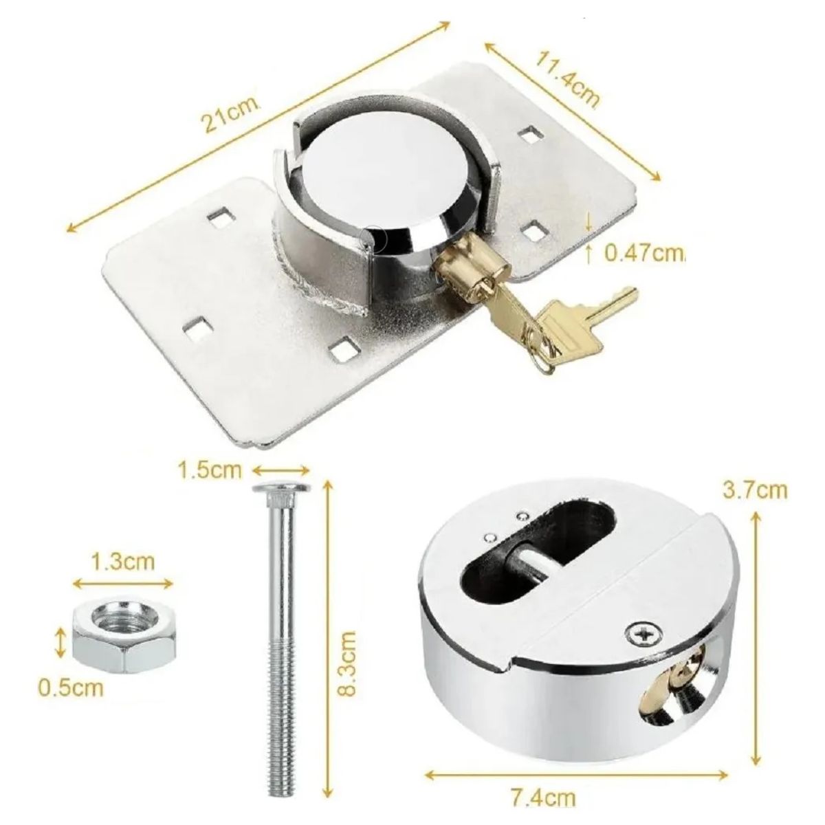 GENERICO - Chapa Cerraduras De Seguridad Para Camion Bodega Cobertizo Plateado