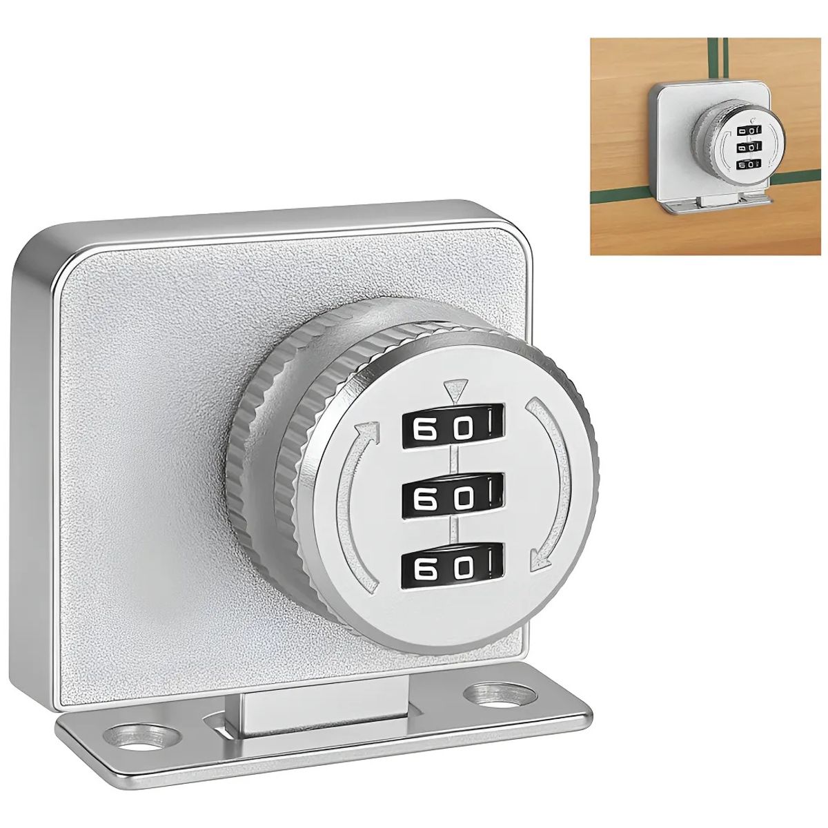 GENERICO - Cerradura Puerta Vidrio Mueble Doble De 3 A 8mm Con Clave Cromado