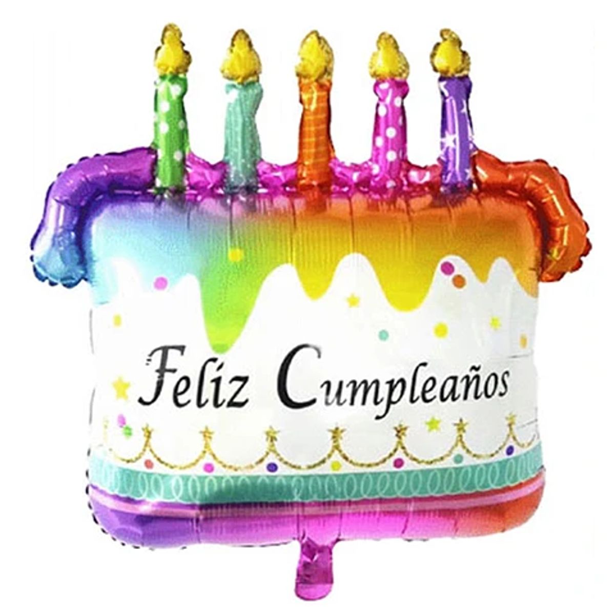 GENERICO - Globo metálico feliz cumpleaños velas colorida