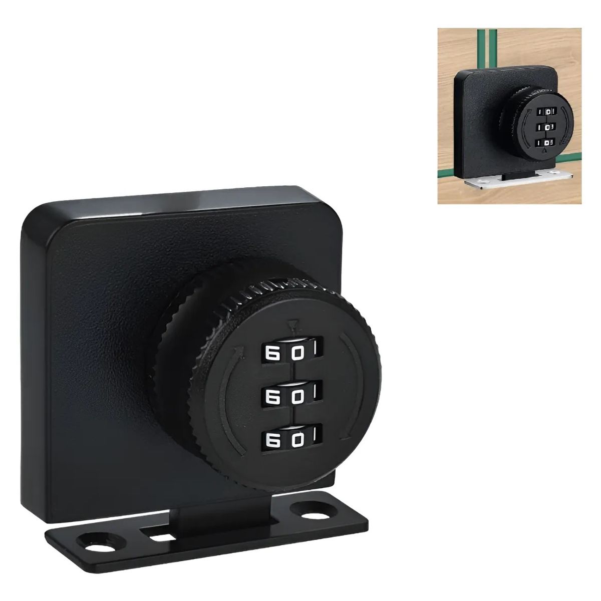 GENERICO - Cerradura Puerta Vidrio Mueble Doble 3a8mm Con Clave Negra Negro