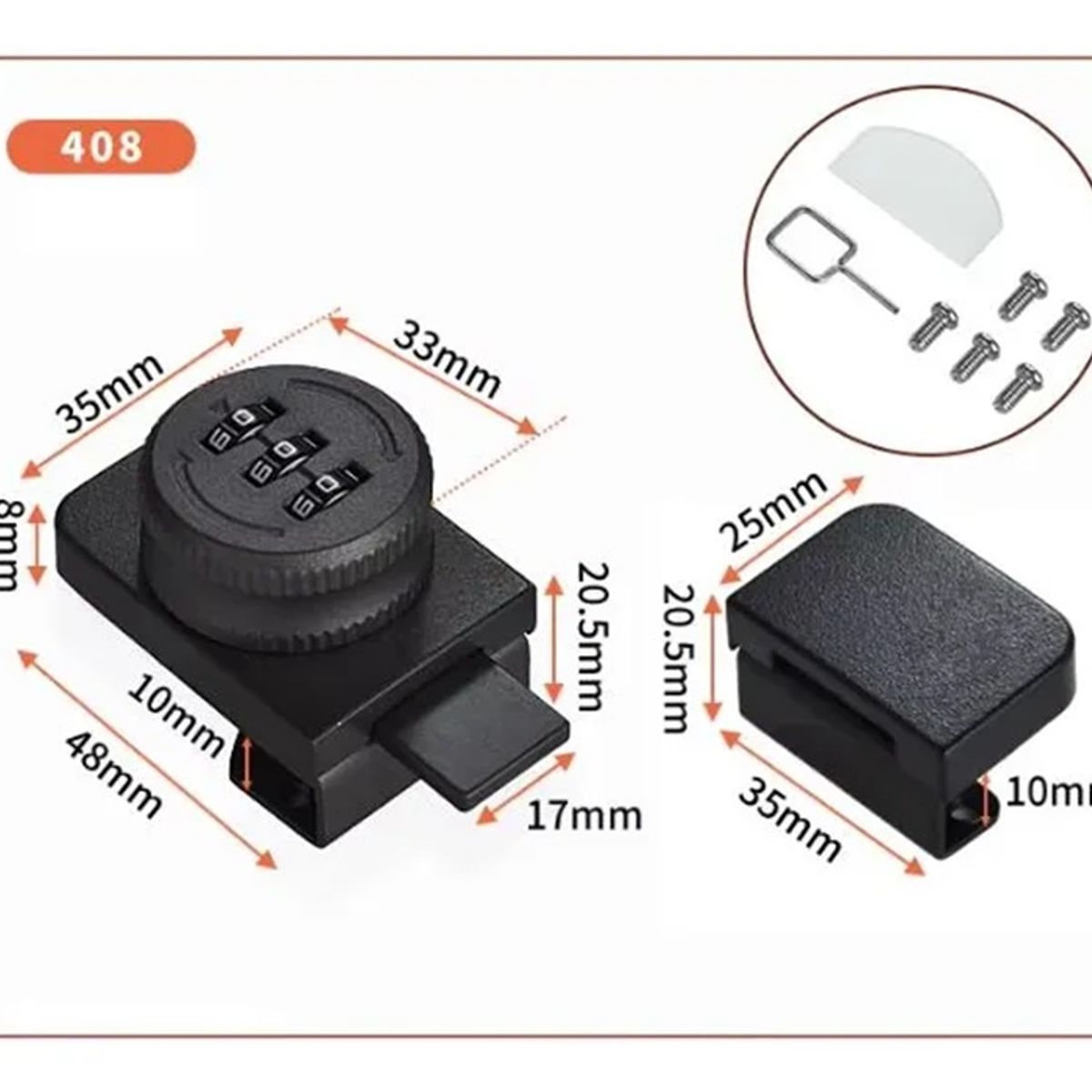 GENERICO - Cerradura Vidrio A Vidrio De 5 A 8mm Con Clave Negra Negro