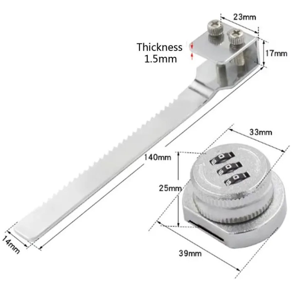 GENERICO - Cerradura Para Puerta Vidrio Corredera Con Clave De 4 A 8mm Negro