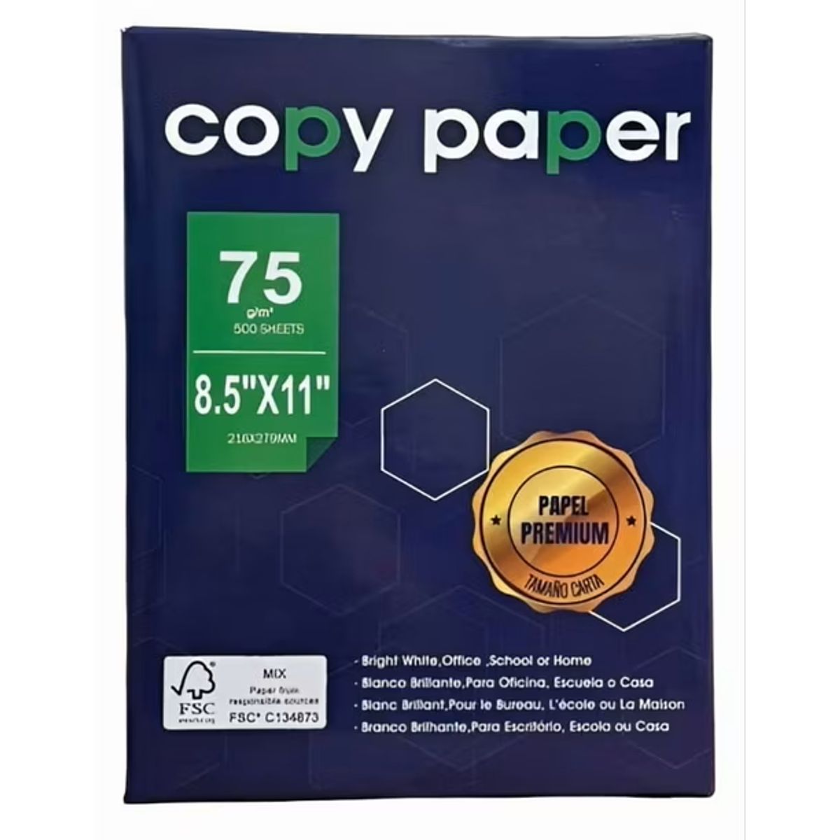GENERAL - Papel Carta Resma Copy Paper 75g 500 Hojas Blanco