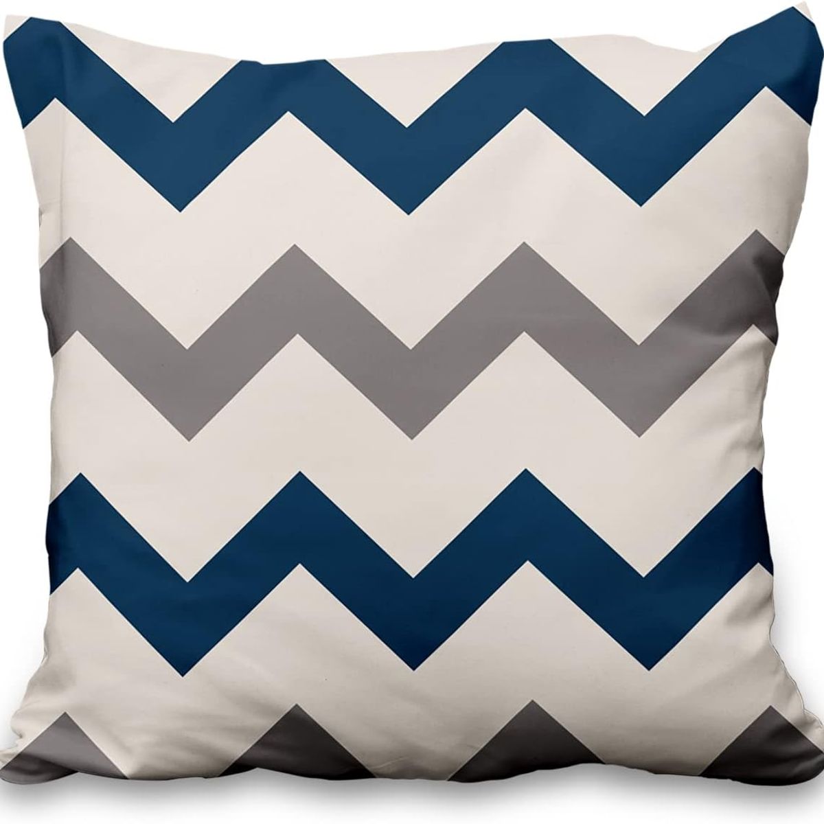GENERICO - Pack 3 Fundas de Cojín Geométrica Zigzag Azul Gris 45x45 cm