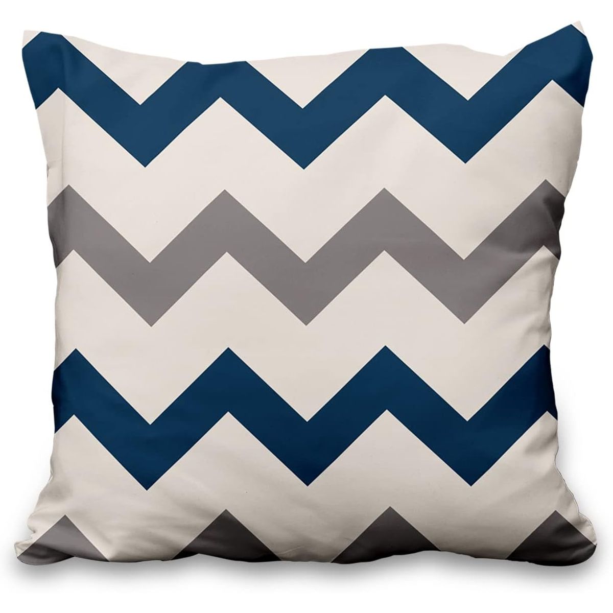 GENERICO - Pack 3 Fundas de Cojín Geométrica Zigzag Azul Gris 45x45 cm