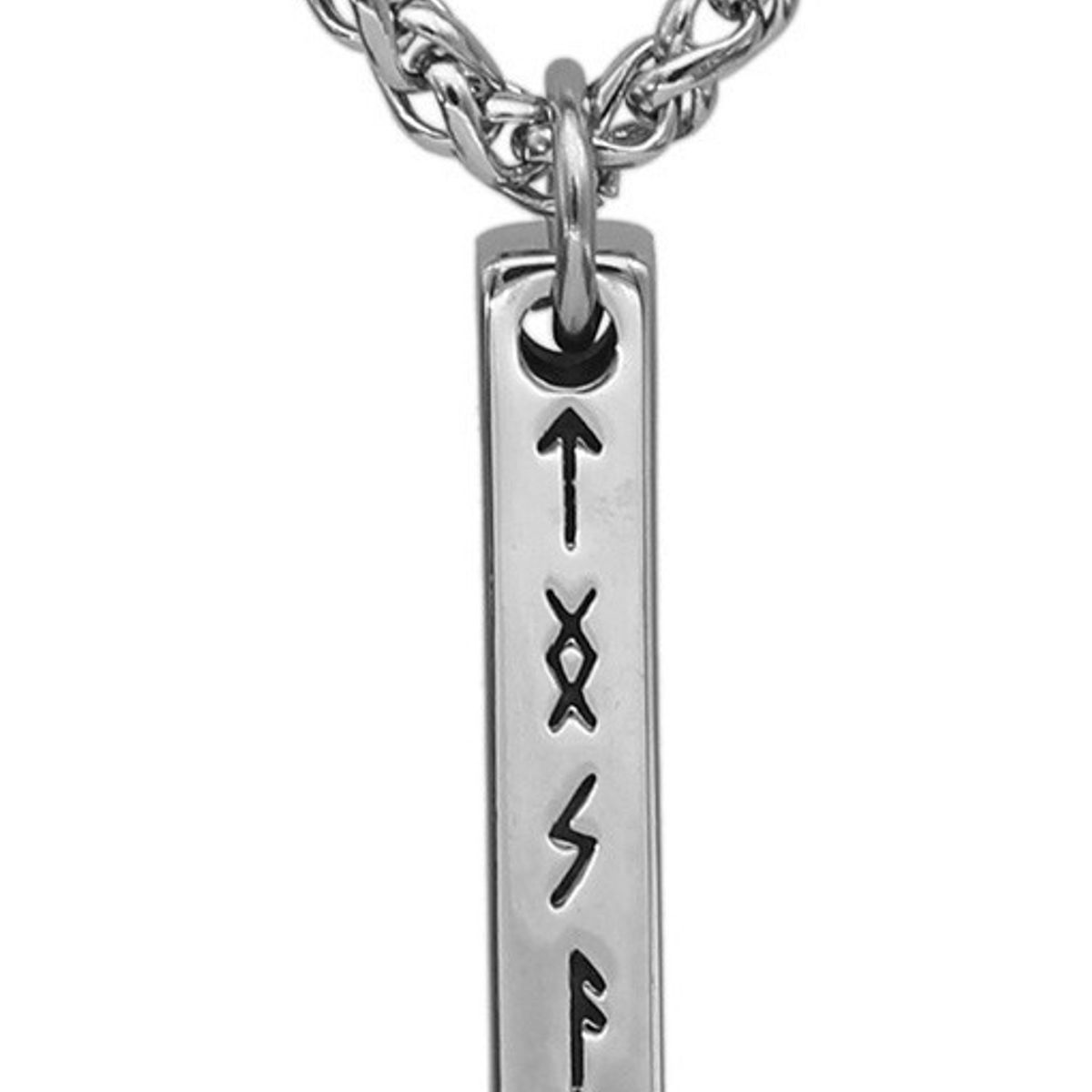 GENERICO - Collar Vikingo Odin Titanio Runas Nordica Silver