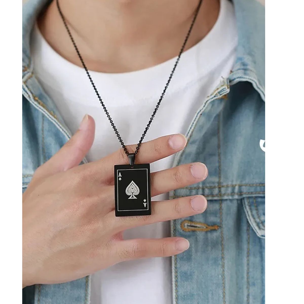 GENERICO - Collar As De Picas Black Hombre Mujer