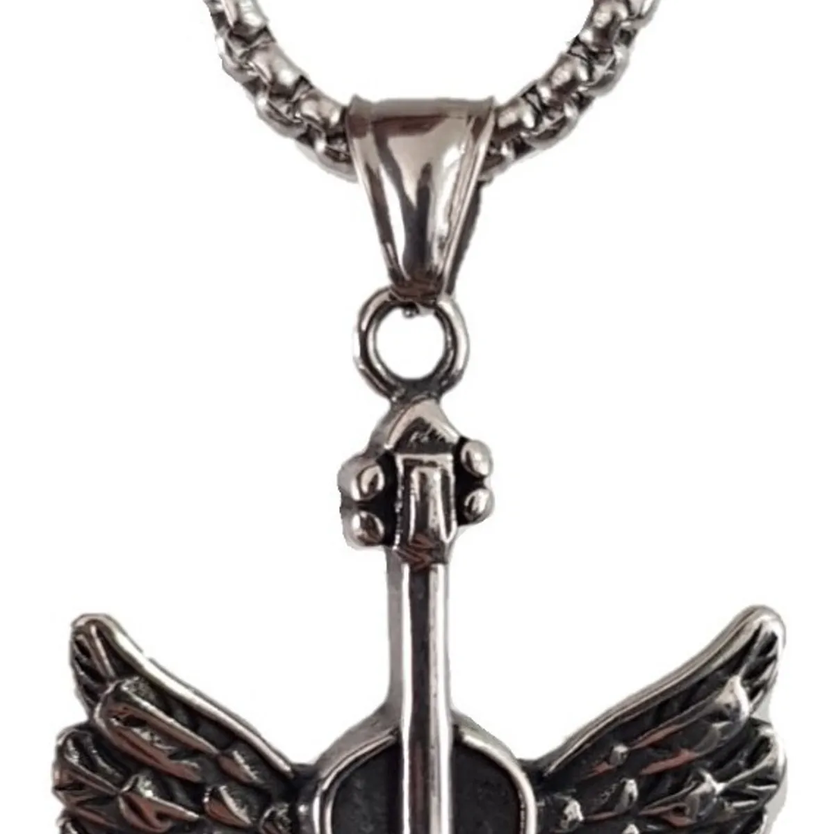 GENERICO - Collar Guitarra Violin Angel Acero Inoxidable Titanio