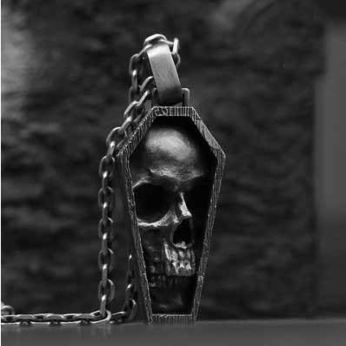 GENERICO - Collar Acero Calavera Ataúd Hombre Caballeros Moda