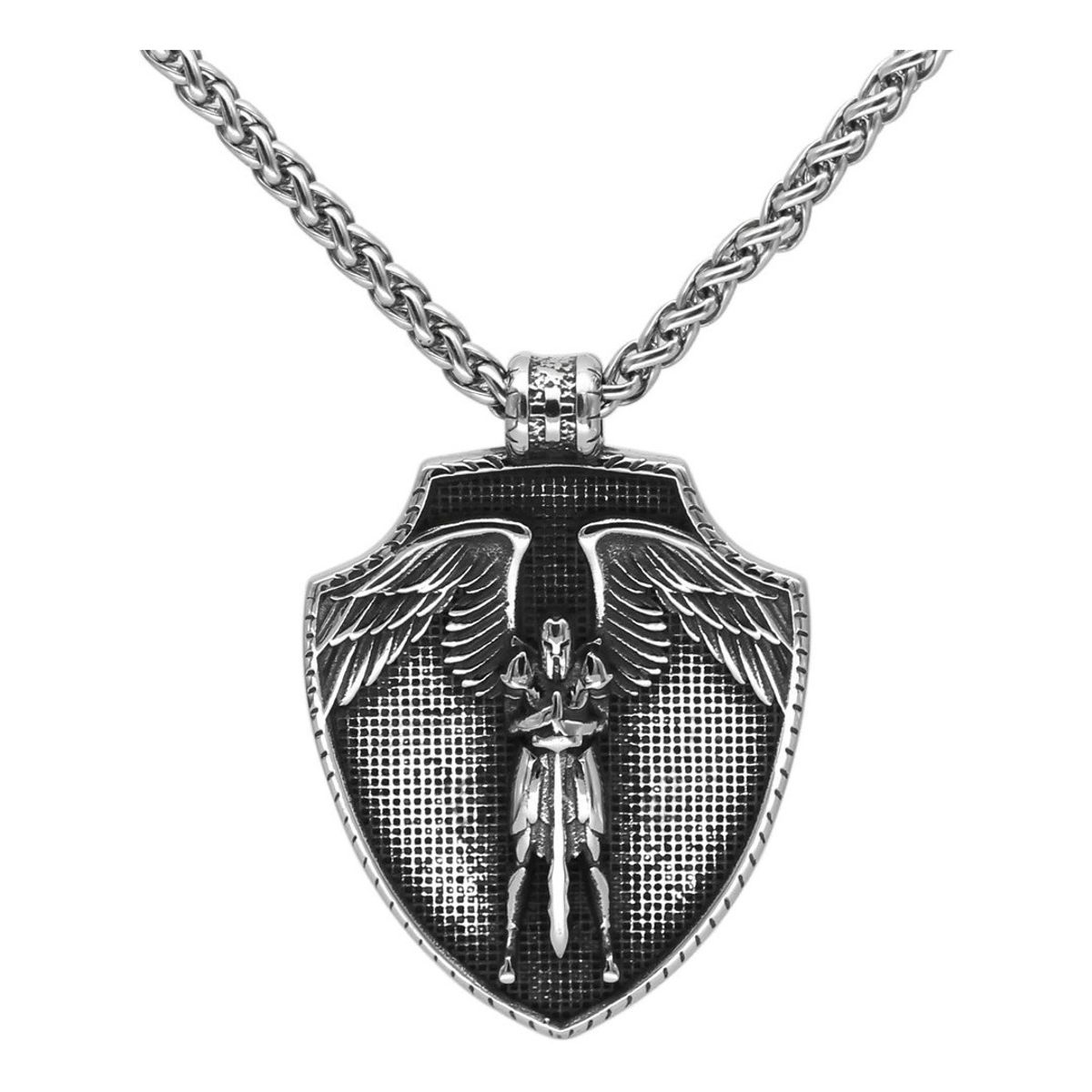 GENERICO - Collar Escudo Arcangel San Miguel Silver Hombre Mujer
