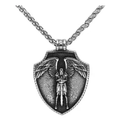 GENERICO - Collar Escudo Arcangel San Miguel Silver Hombre Mujer