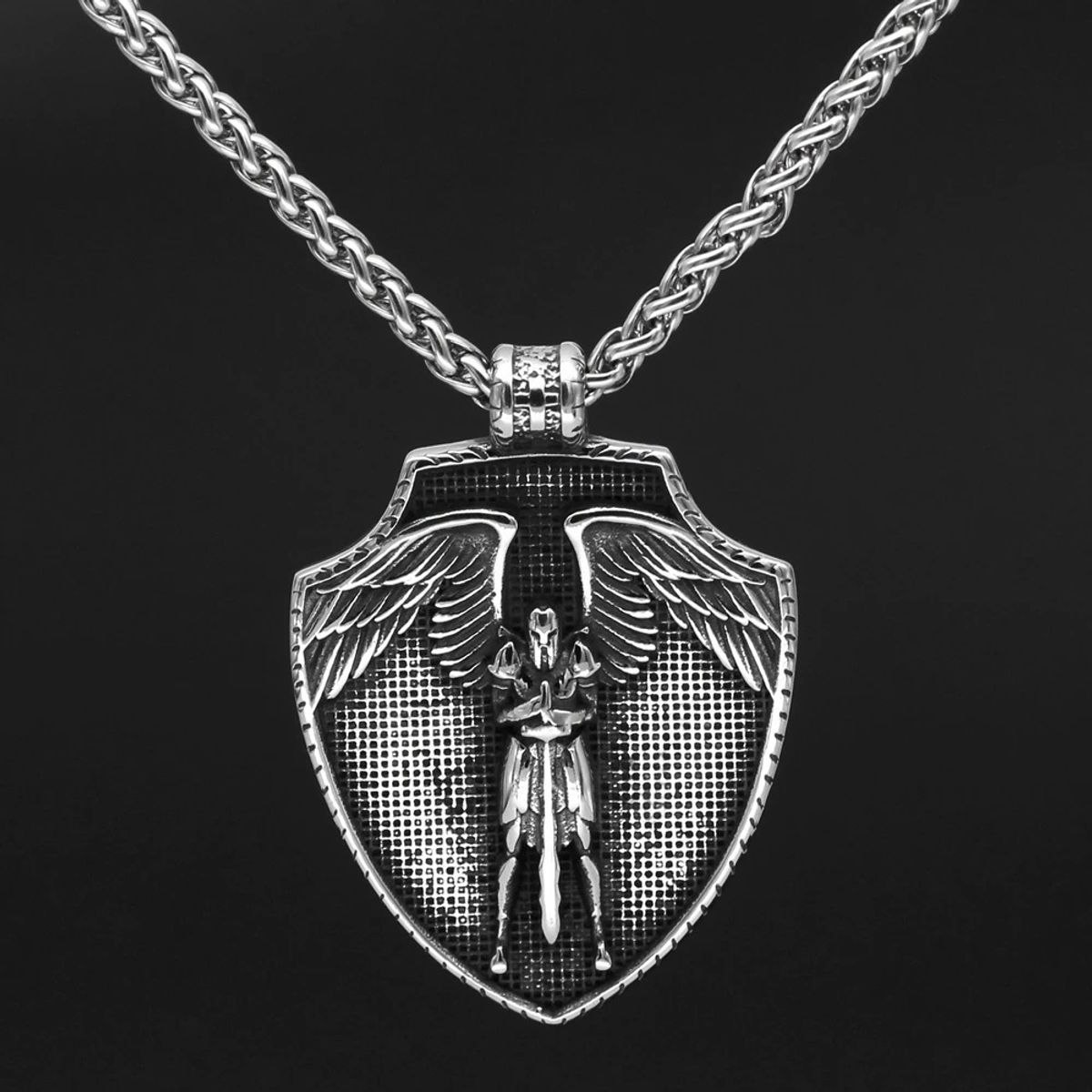 GENERICO - Collar Escudo Arcangel San Miguel Silver Hombre Mujer
