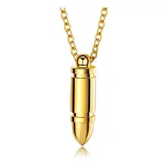 GENERICO - Collar Bala Acero Y Titanio Gold Hombre Moda Masculina