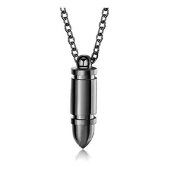 GENERICO - Collar Bala Acero Y Titanio Black Hombre Moda Masculina