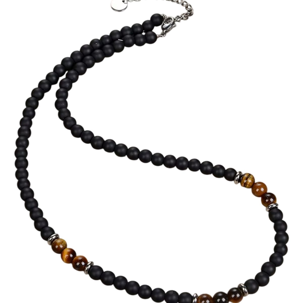 GENERICO - Collar Piedra Onix Y Ojo De Tigre Hombre Moda M1