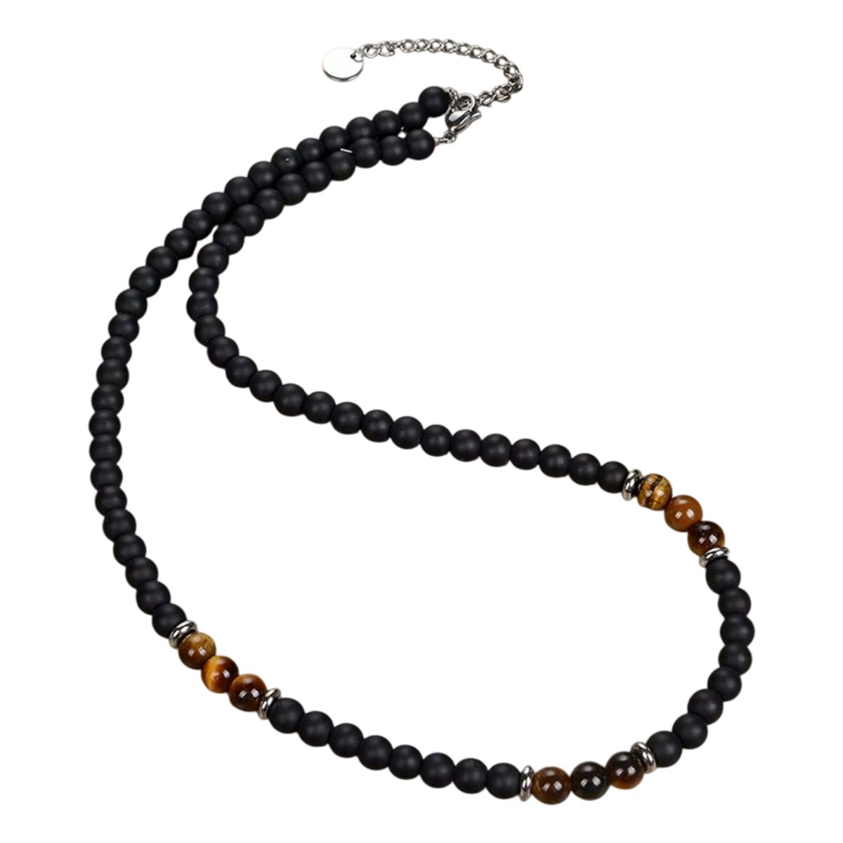 GENERICO - Collar Piedra Onix Y Ojo De Tigre Hombre Moda M1
