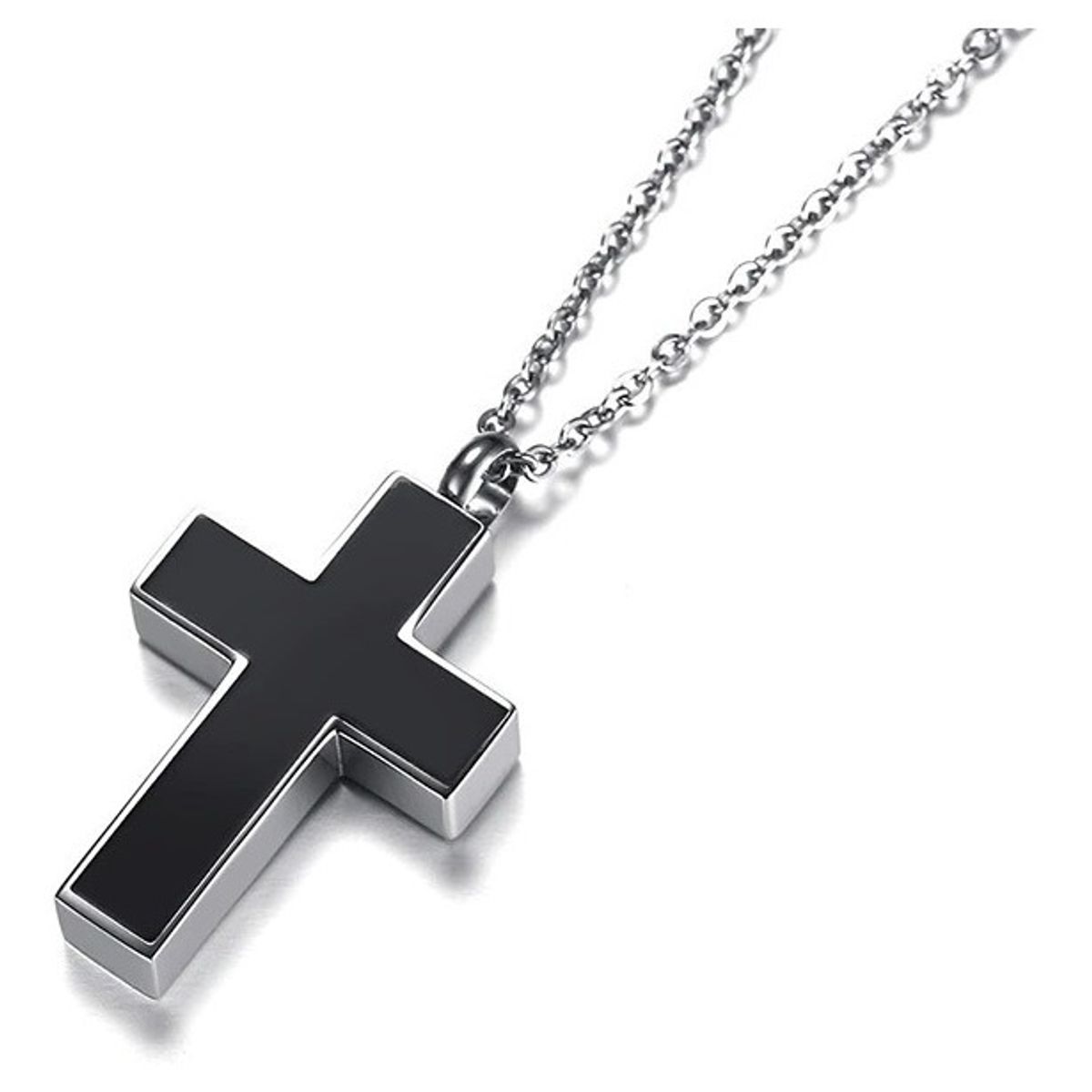 GENERICO - Collar Cruz Silver Black Space Hombre Mujer Moda Style