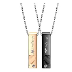 GENERICO - Collar Para Parejas Rey Y Reina Titanio Black Gold