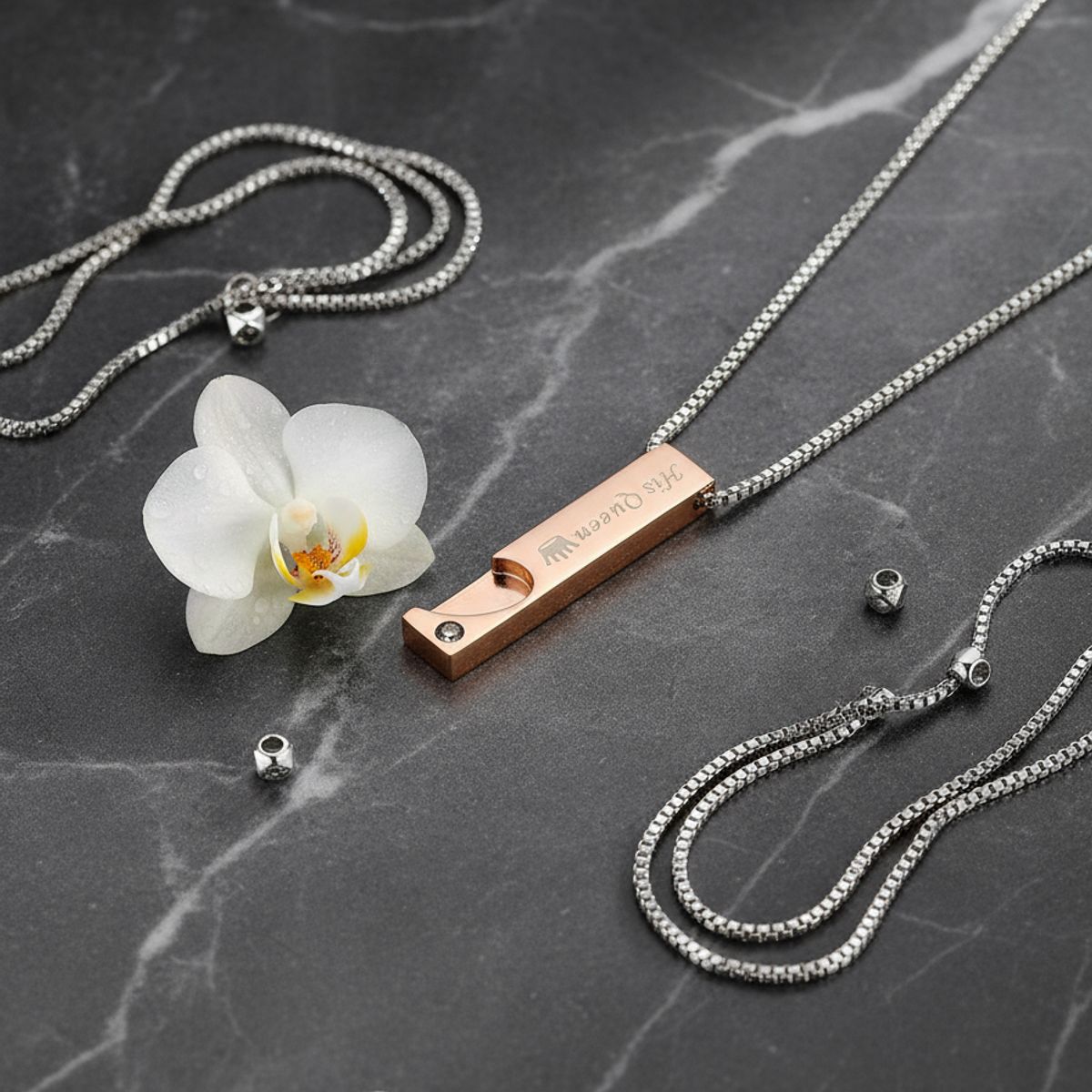 GENERICO - Collar Para Parejas Rey Y Reina Titanio Black Gold