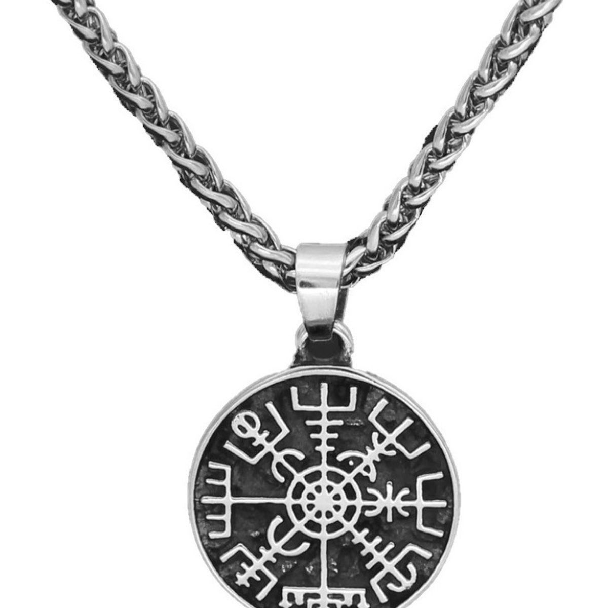GENERICO - Collar Vegvisir Vikingo Titanio Moda Nordica Hombre Mujer
