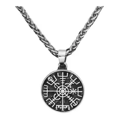 GENERICO - Collar Vegvisir Vikingo Titanio Moda Nordica Hombre Mujer