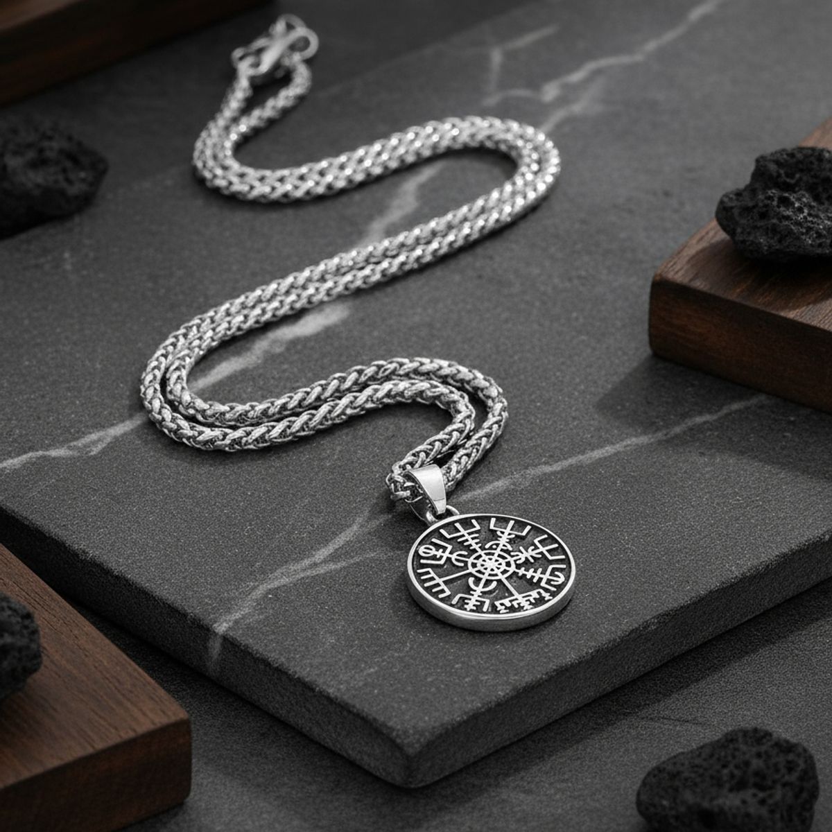 GENERICO - Collar Vegvisir Vikingo Titanio Moda Nordica Hombre Mujer