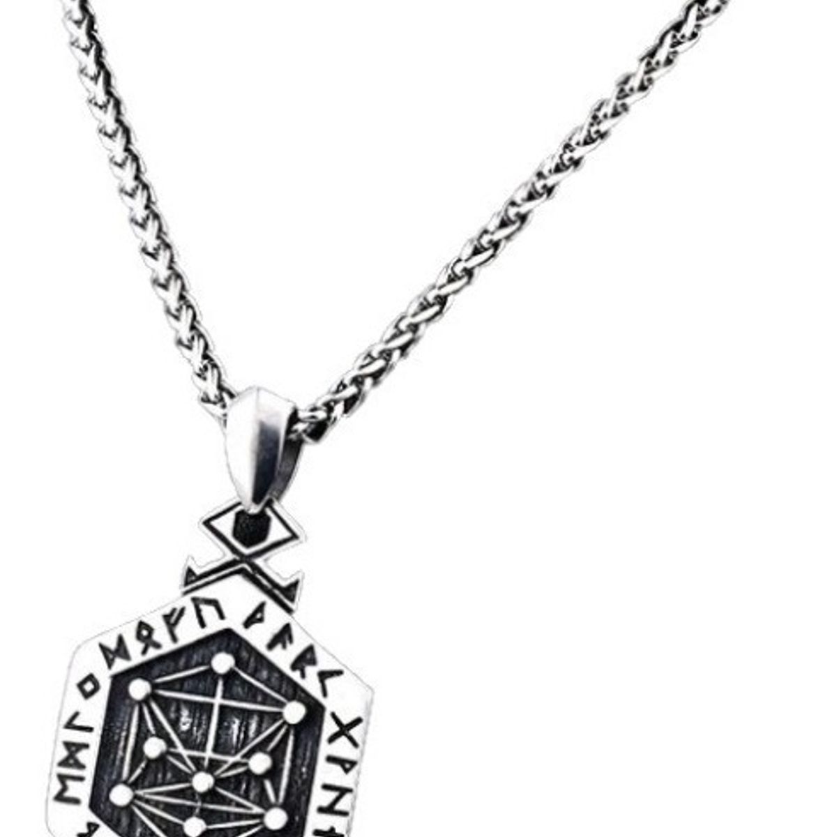 GENERICO - Collar Vikingo Titanio Totem Runas Vegvisir Moda Nordica