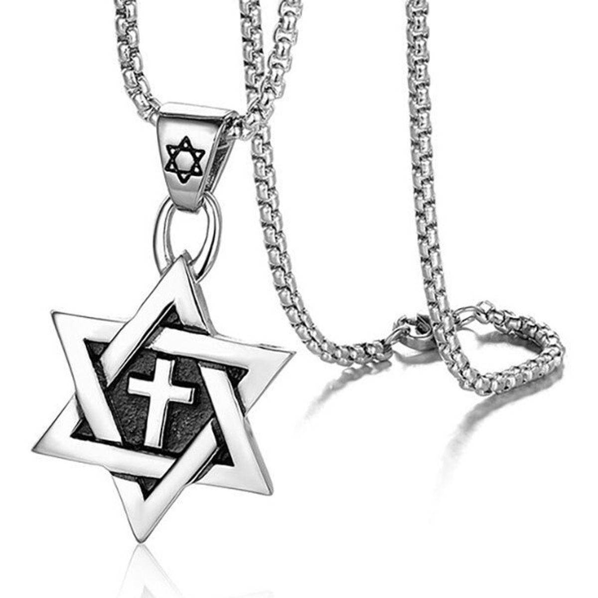 GENERICO - Collar Estrella De David Cruz Titanio Hombre Moda