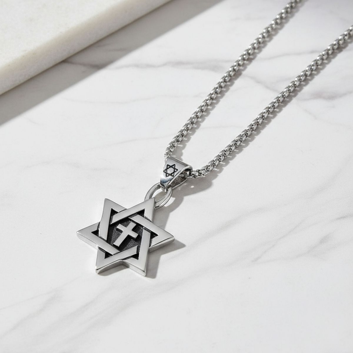 GENERICO - Collar Estrella De David Cruz Titanio Hombre Moda
