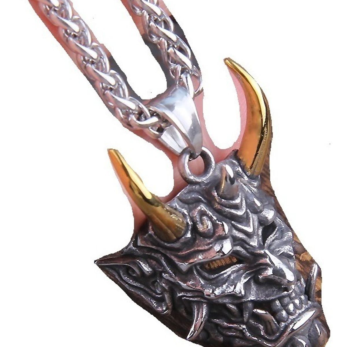 GENERICO - Collar Demonio Con Cuerno Gold Hombre Moda 2022