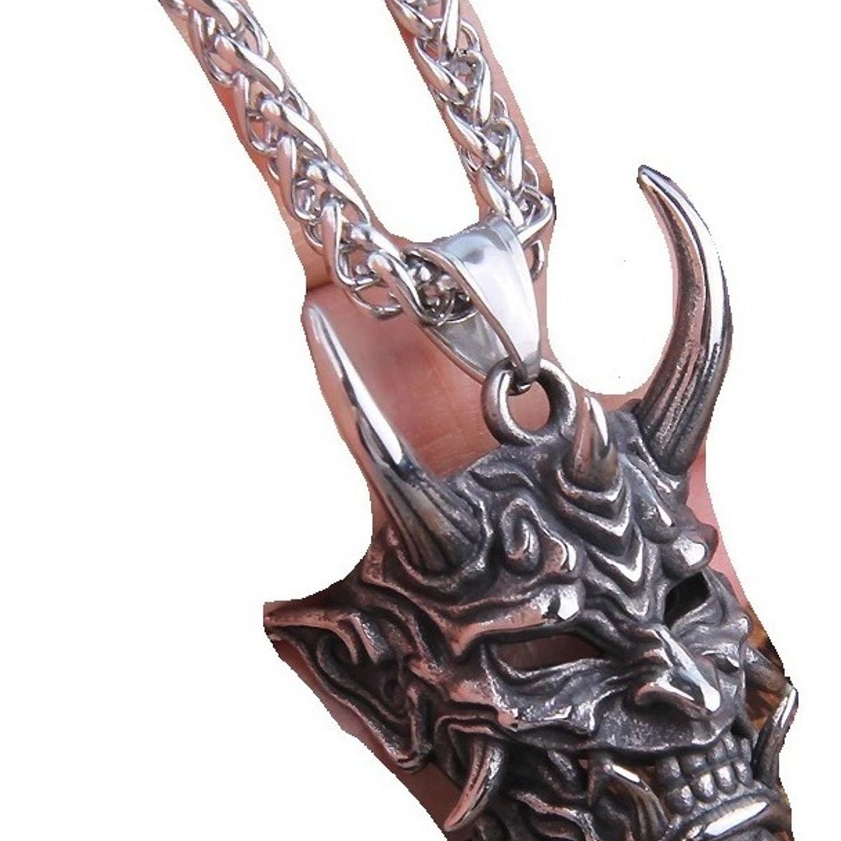 GENERICO - Collar Demonio Con Cuerno Silver Hombre Moda 2022