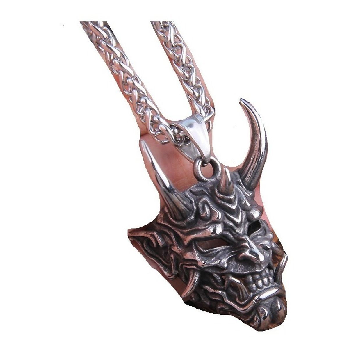 GENERICO - Collar Demonio Con Cuerno Silver Hombre Moda 2022
