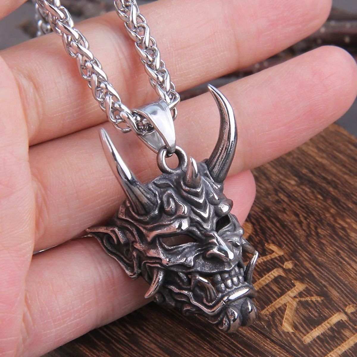 GENERICO - Collar Demonio Con Cuerno Silver Hombre Moda 2022