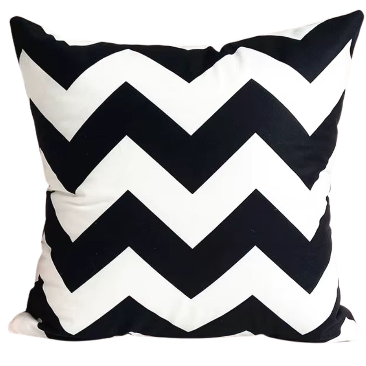 GENERICO - Pack 3 Fundas de Cojín Geométrica Zigzag Negro 45x45 cm