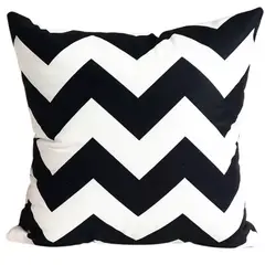 GENERICO - Pack 3 Fundas de Cojín Geométrica Zigzag Negro 45x45 cm