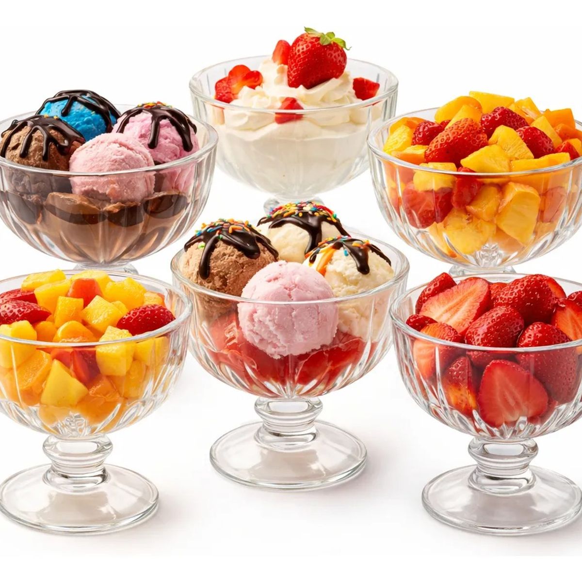 GENERICO - 6 Copas Helado Vasos Vidrio Postre Dulces Transparente 200ml Set Copas Postre Vidrio 6 Piezas