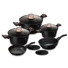 BERLINGER HAUS - BATERIA DE COCINA 10 PZS BLACK ROSE COLLECTION ANTIADHERENTE