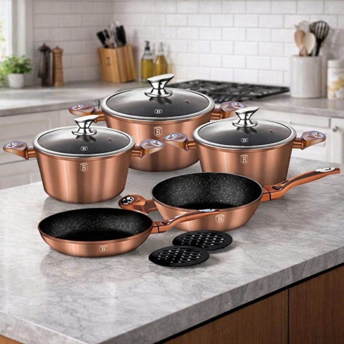 BERLINGER HAUS - BATERIA DE COCINA 10 PZS COPPER METALLIC LINE ANTIADHERENTE