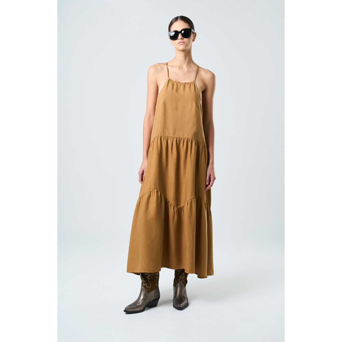 VELEZ - Vélez Vestido Galera Para Mujer Cuello Halter Cafe Claro