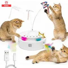 KOBA - Juguete Para Gatos Michis Interactivo Inteligente 3 En 1 USB Blanco
