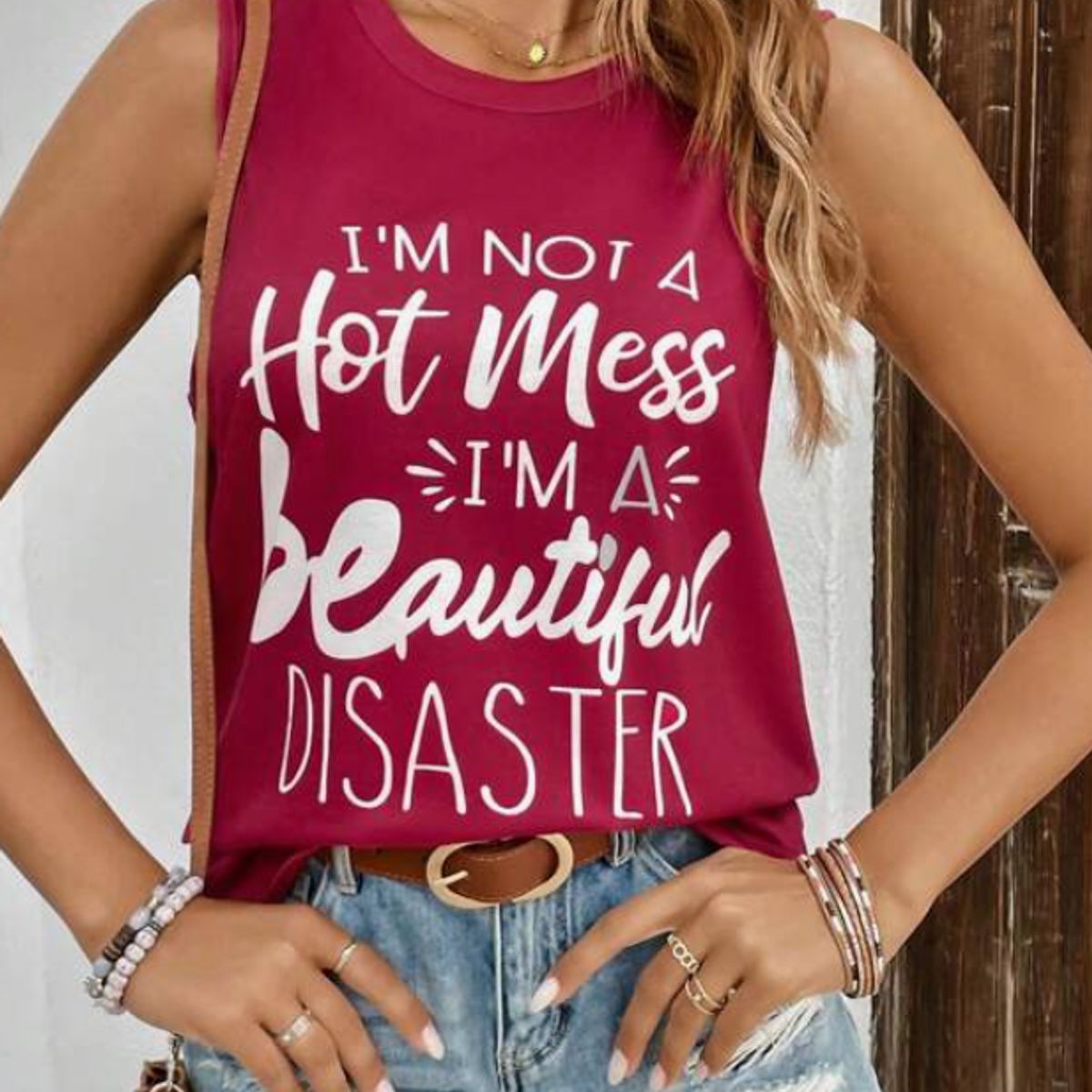 KIRAMA CLOTHING STORE - Blusa Tank Rosa Fucsia con Frase Estampada