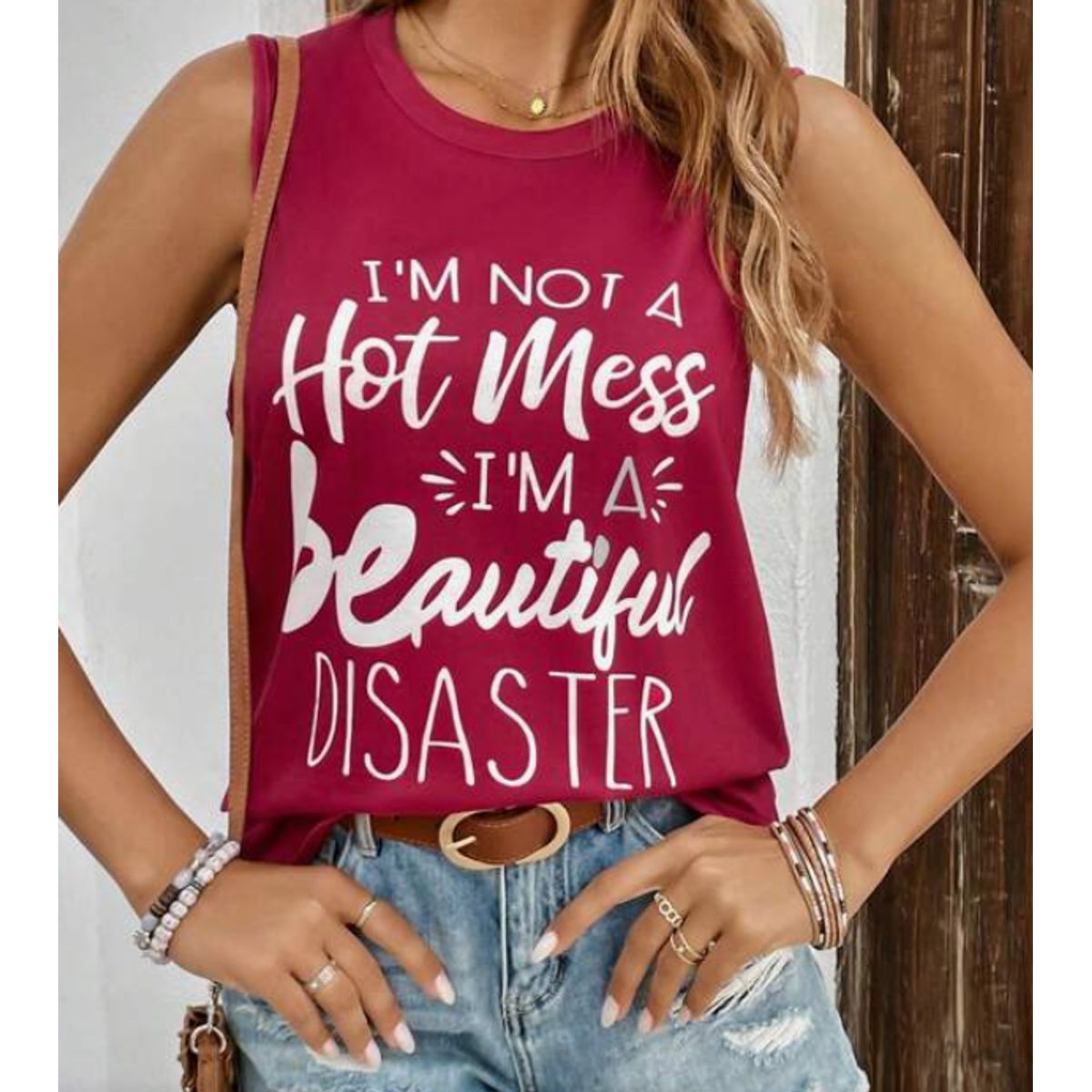 KIRAMA CLOTHING STORE - Blusa Tank Rosa Fucsia con Frase Estampada