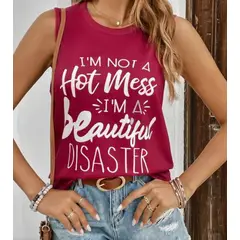 KIRAMA CLOTHING STORE - Blusa Tank Rosa Fucsia con Frase Estampada