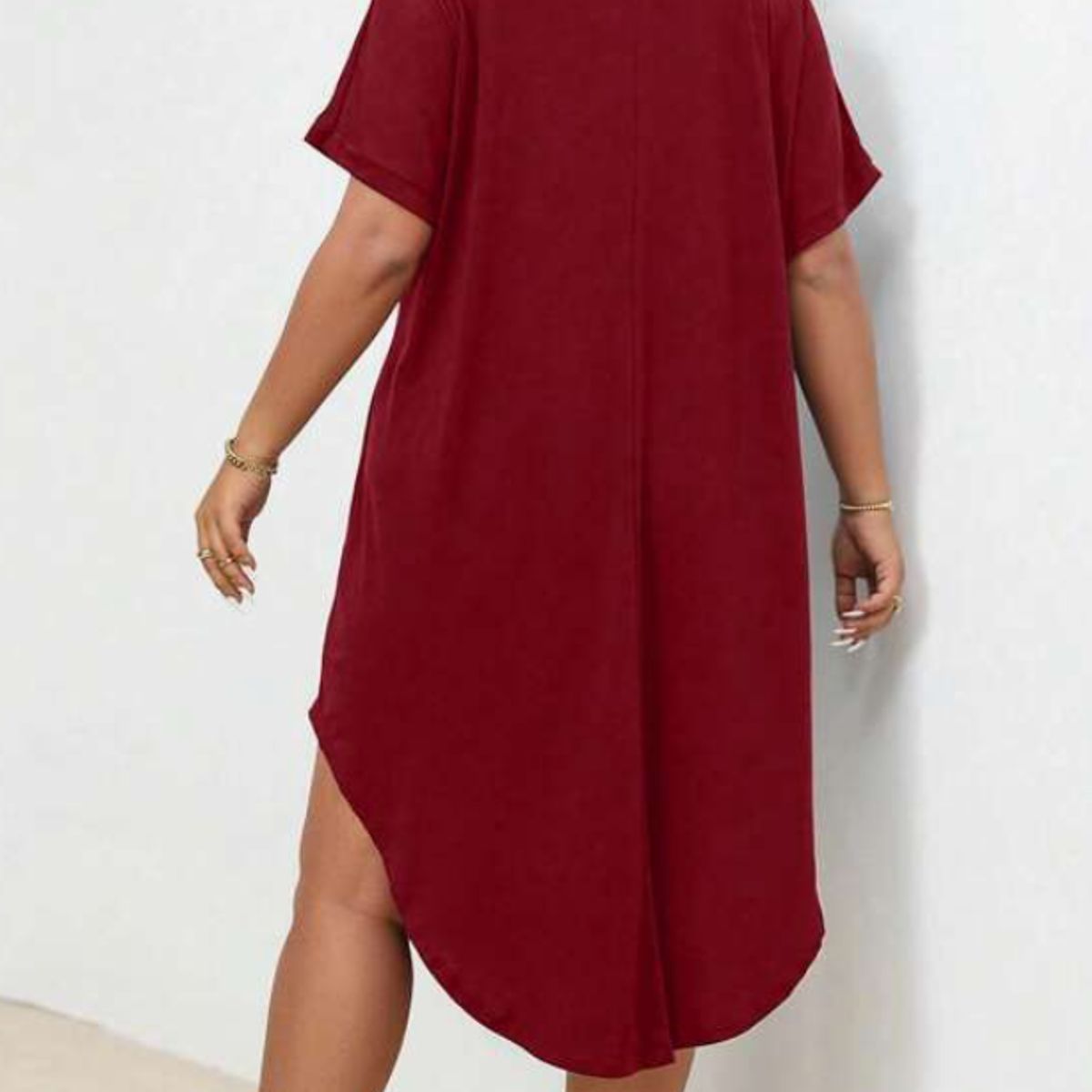 KIRAMA CLOTHING STORE - Vestido Rojo Midi Cuello en V Manga Murciélago
