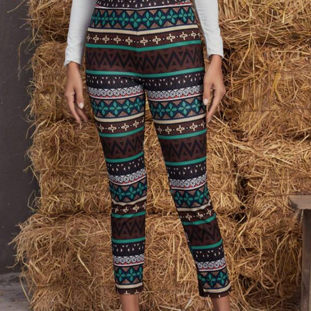 KIRAMA CLOTHING STORE - Leggings Multicolor Estampado Étnico Talle Alto