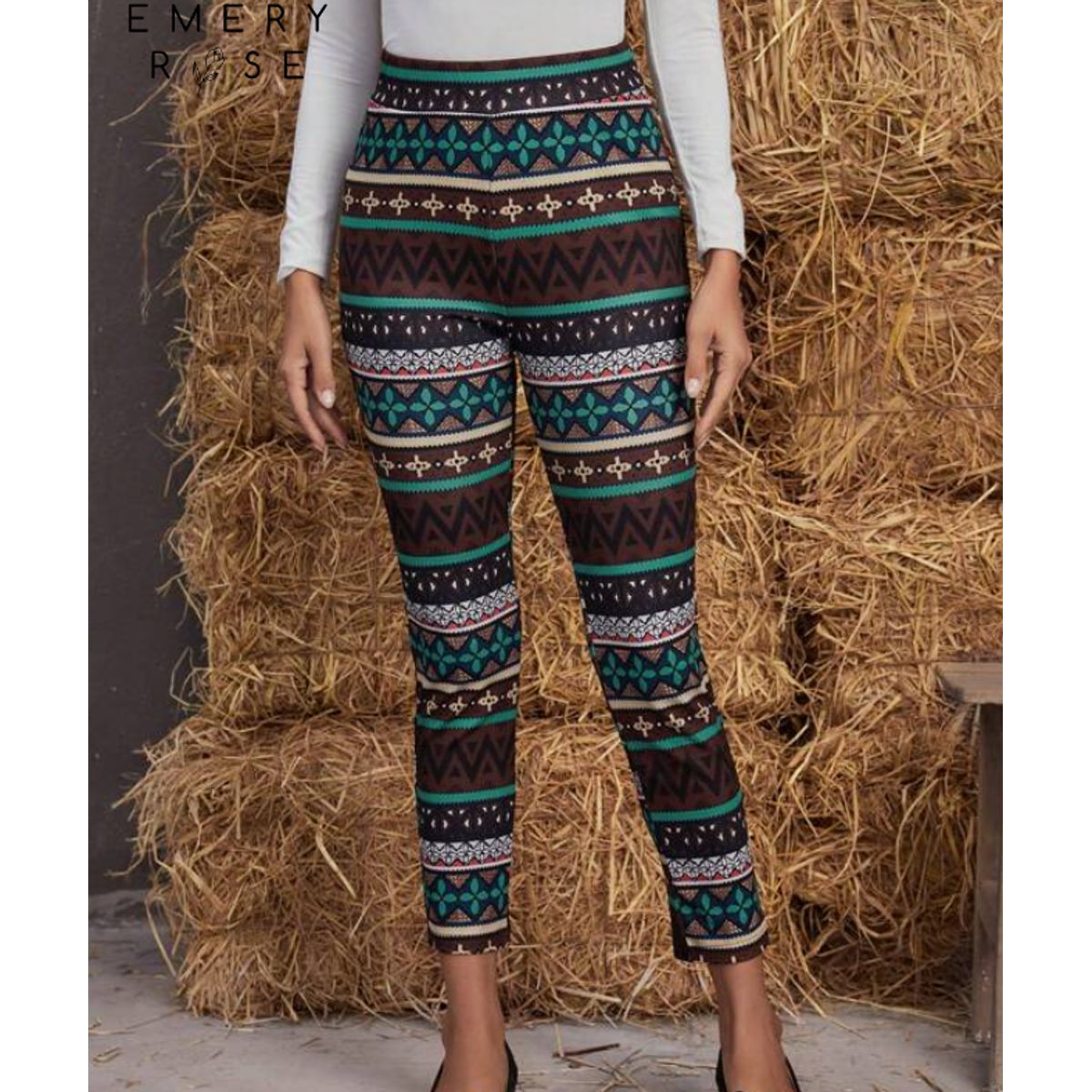 KIRAMA CLOTHING STORE - Leggings Multicolor Estampado Étnico Talle Alto