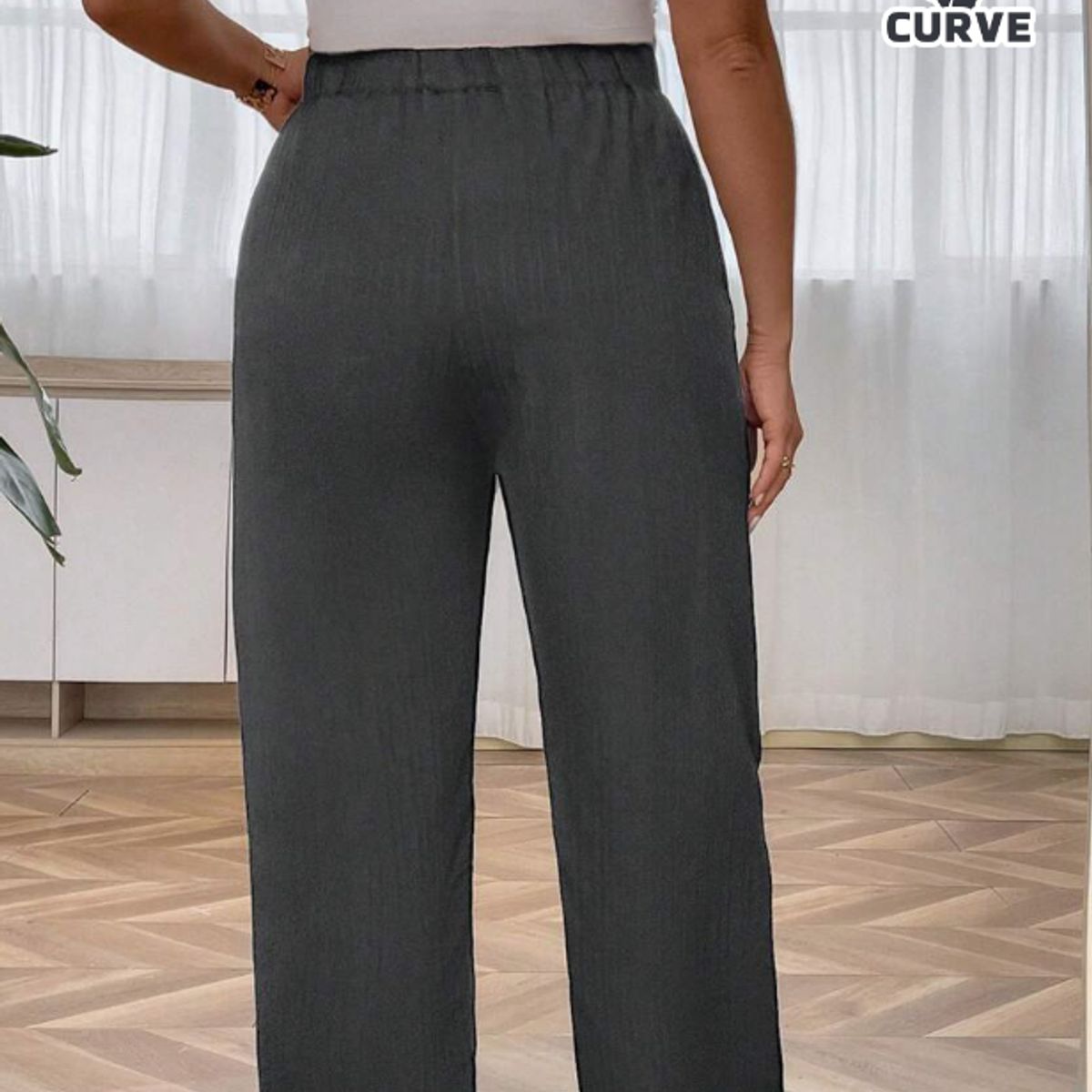 KIRAMA CLOTHING STORE - Pantalón Gris Oscuro Pierna Recta Talle Natural