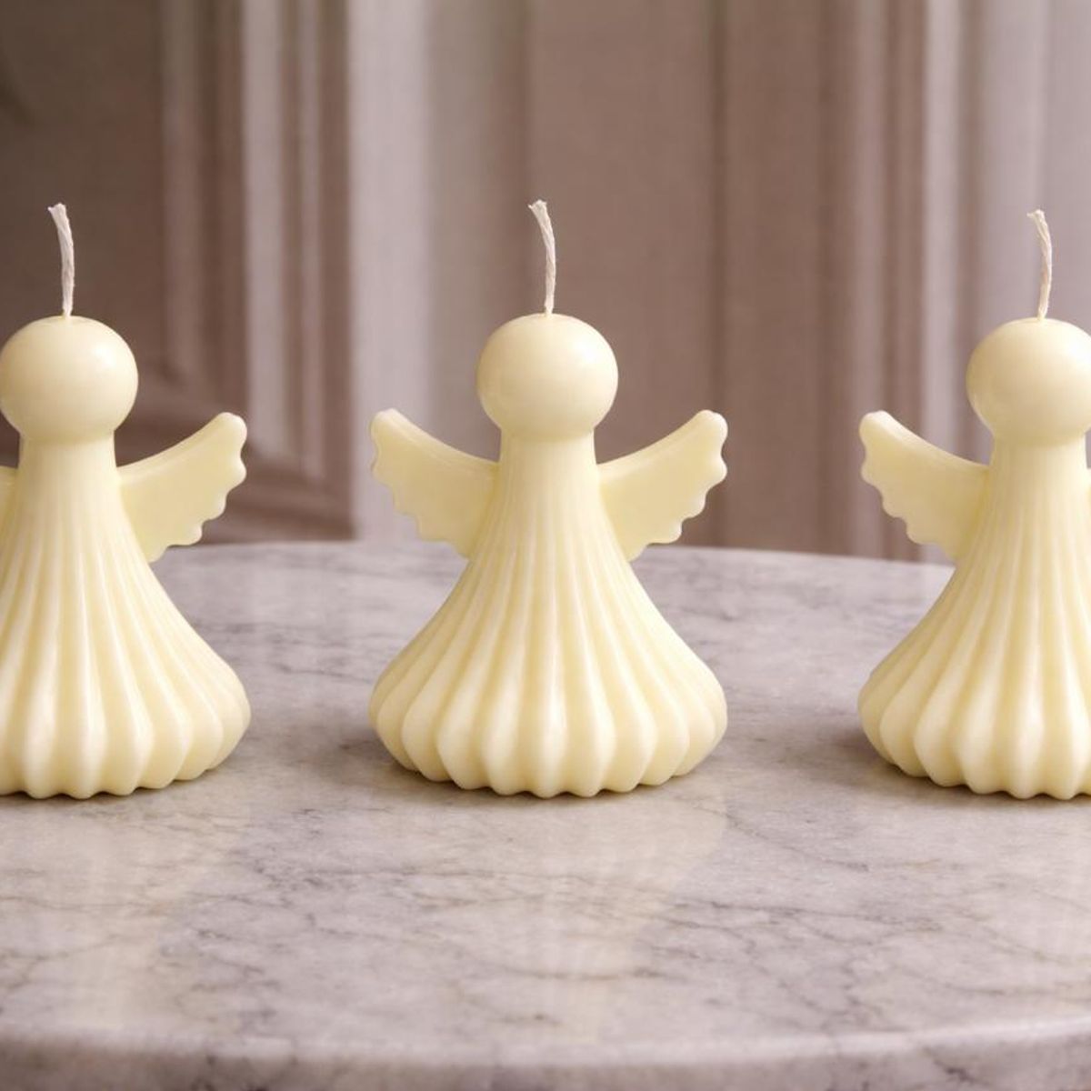 HAOKIDS - Velas Angel 3 figuras en cera de soja 9 cm devoción Católica luz de la guarda souvenir