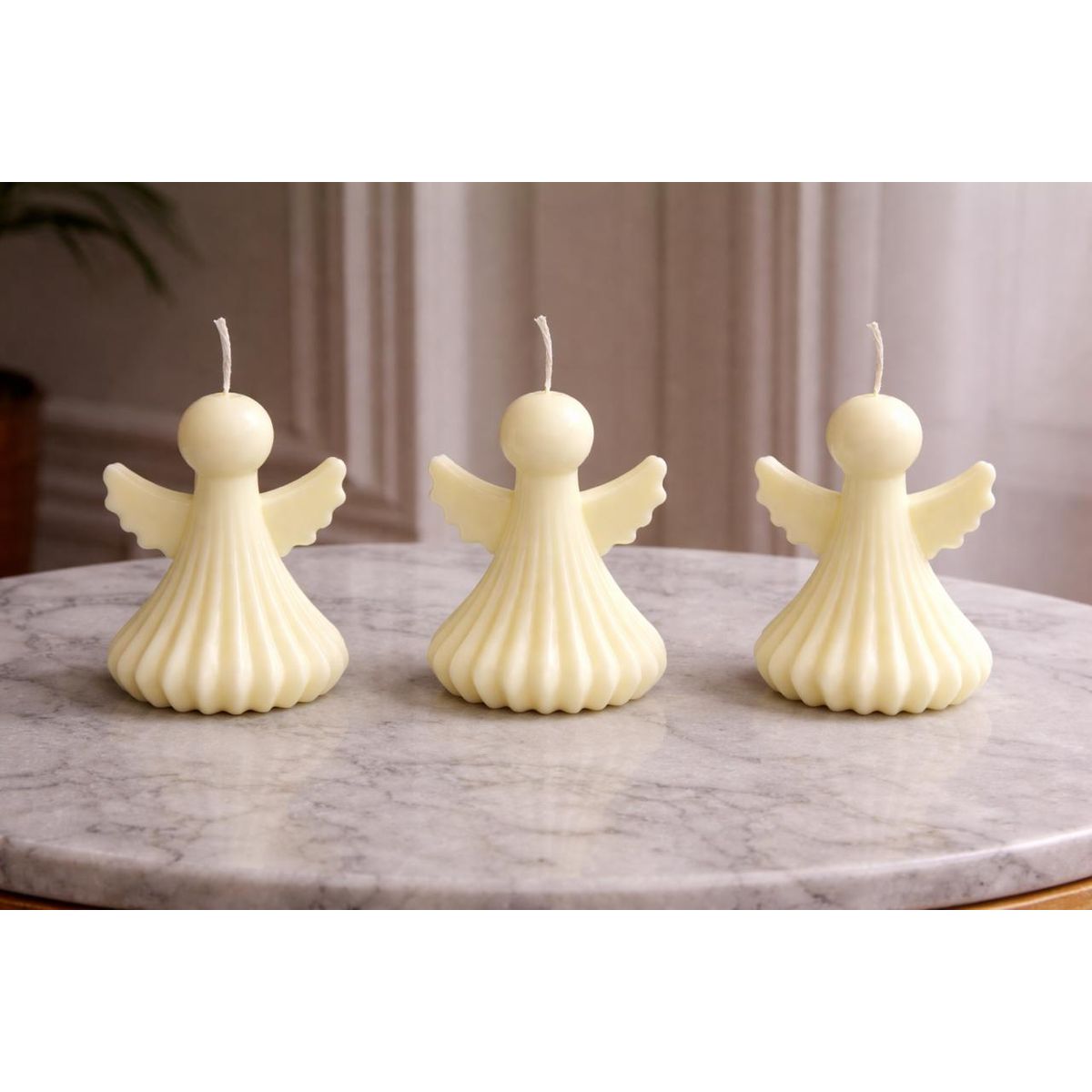 HAOKIDS - Velas Angel 3 figuras en cera de soja 9 cm devoción Católica luz de la guarda souvenir